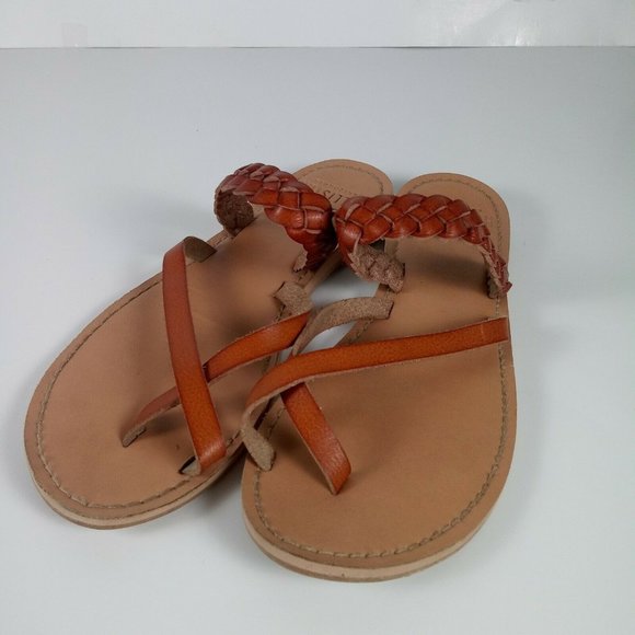 📢2/$20 Hollister Braided Strap Sandals Sz 6 Brown - Picture 5 of 15